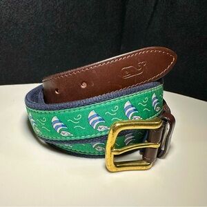 Vineyard Vines Sailboats/Boats Green and Navy Belt Size 40